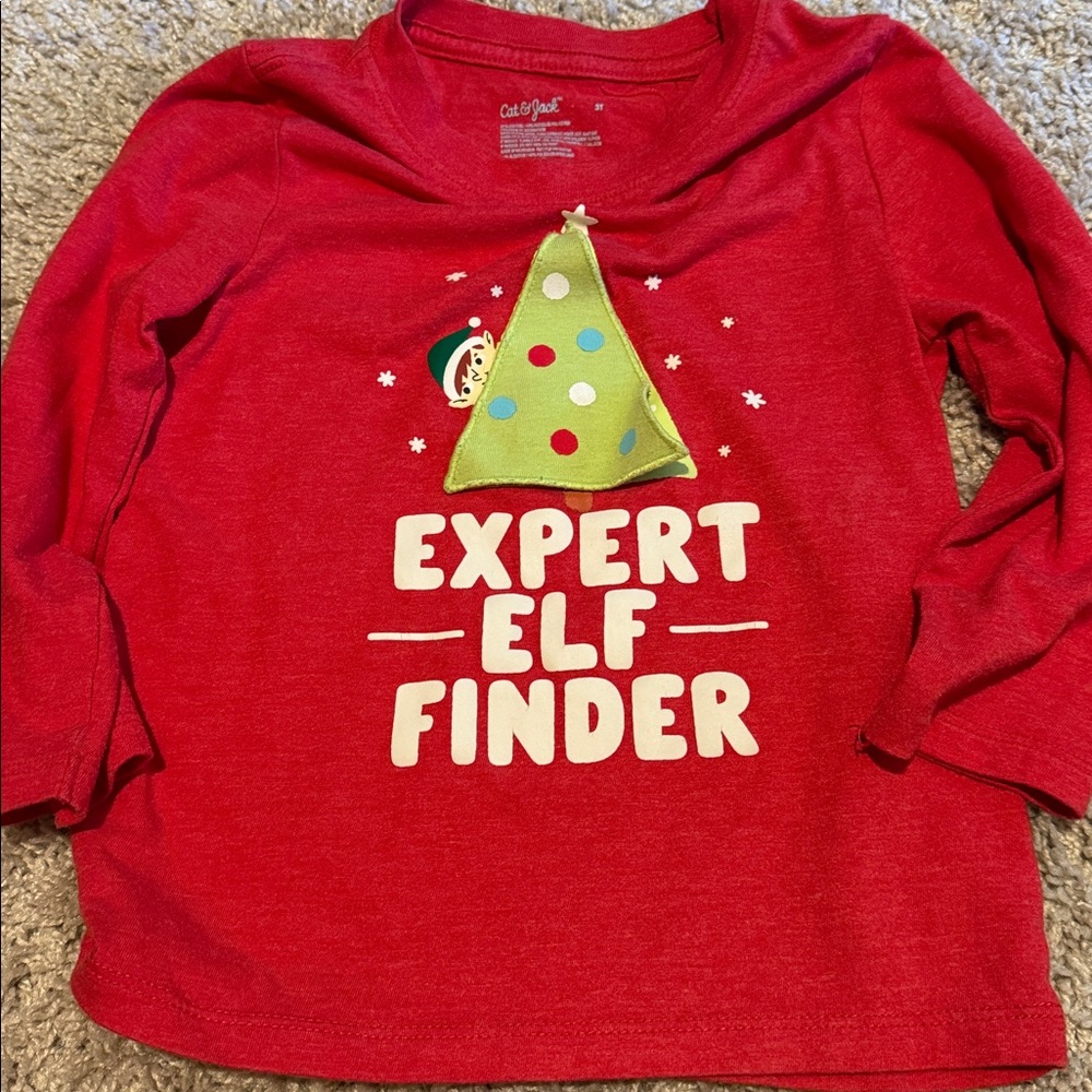 Cat & Jack Red 'Expert Elf Finder' Holiday Shirt